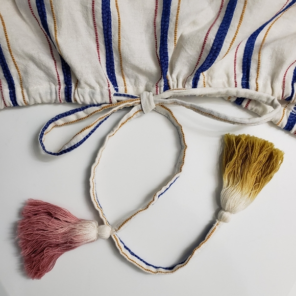 Birds of Paradis by Trovata Janette Bare Shoulder Linen Blend Blouse Size XS - Picture 10 of 12